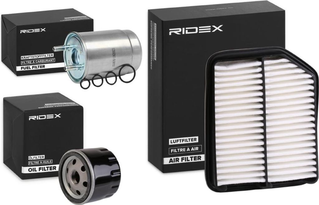 RIDEX Filterset Inspektionspaket Filtersatz für RENAULT MEGANE III Grandtour (KZ0/1) für SUZUKI Grand Vitara II SUV (JT, TE, TD)