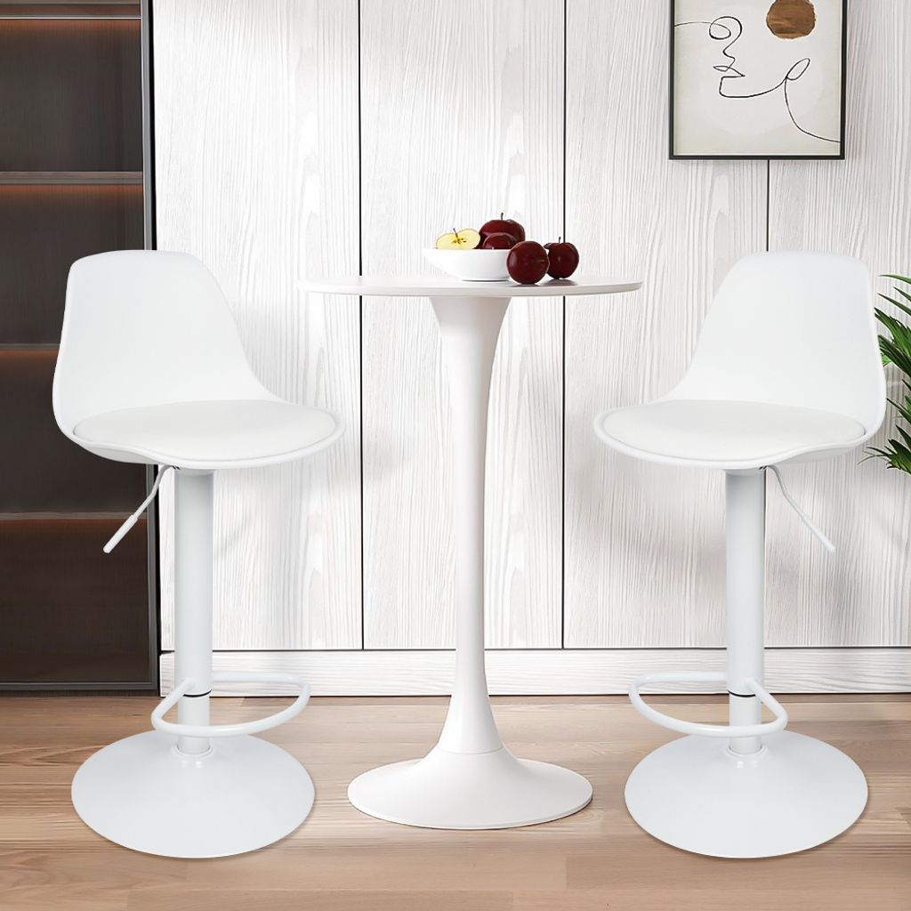 Barhocker 2er Set Gepolsterter Drehhocker Tresenhocker höhenverstellbar Küchenstühle PolyurethanSitzhocker +Kunststoff Rückenlehne Höhenverste...