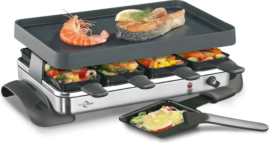 Raclette GRANDE8 Küchenprofi inox avec thermostat et 8 poêlons