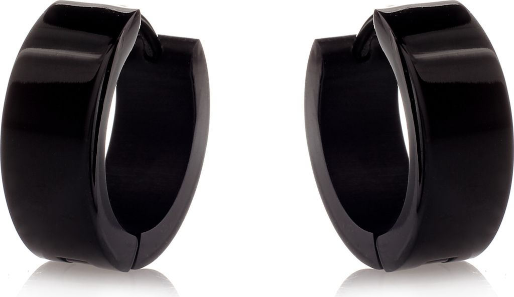 Karisma Edelstahl Blackline Klappcreolen Ohrringe Breite 6mm Durchmesser 16 mm