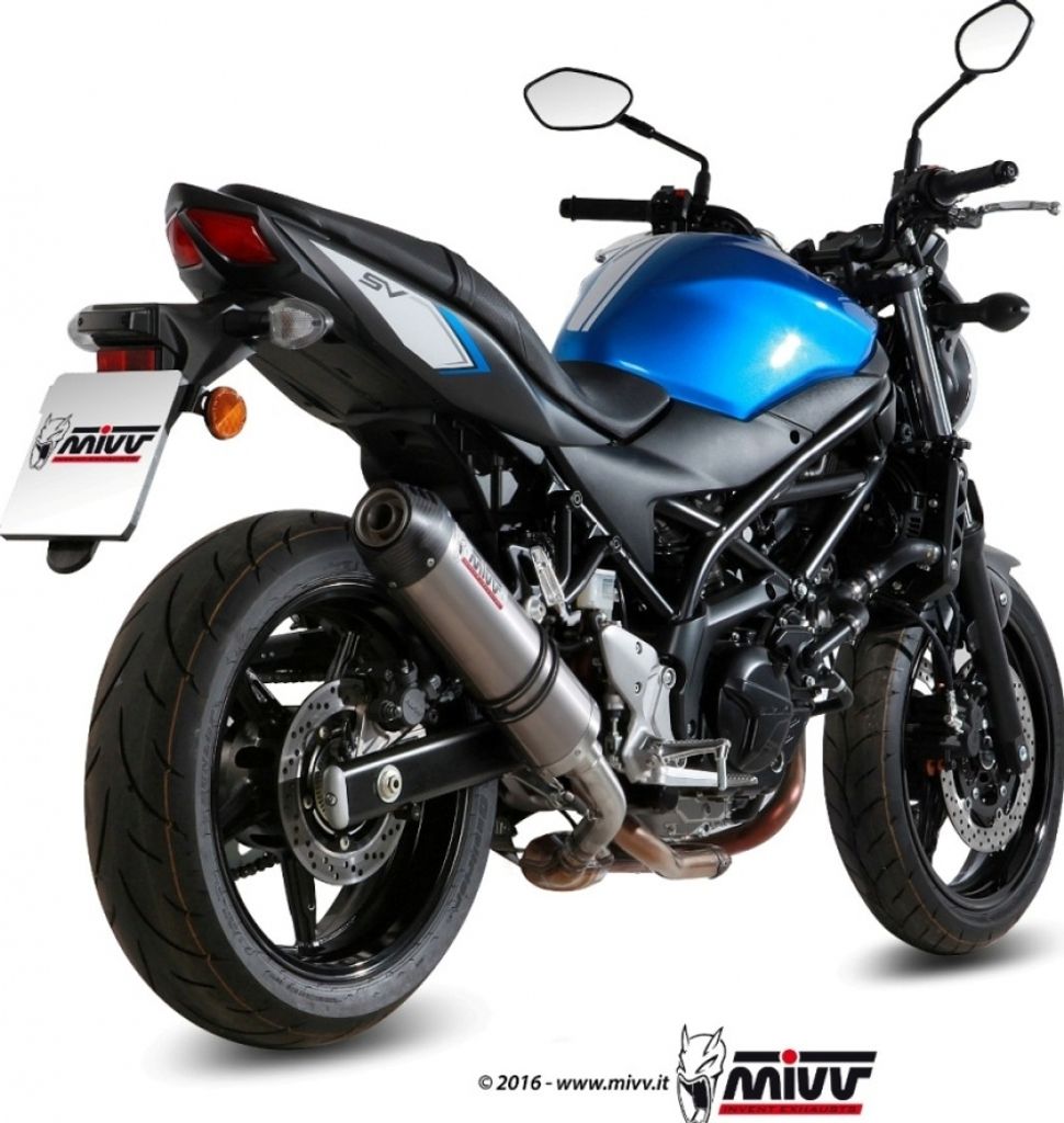 Auspuffanlage Mivv SLIP-ON Titan mit Carbon Kappe Oval Sport für Suzuki SV / S SF 650 ccm Bj. 2016