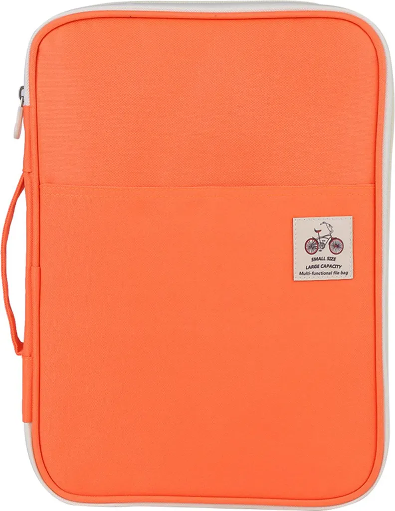 Porte-documents A4 zippé orange 35x25x3 cm pour ordinateur et dossiers