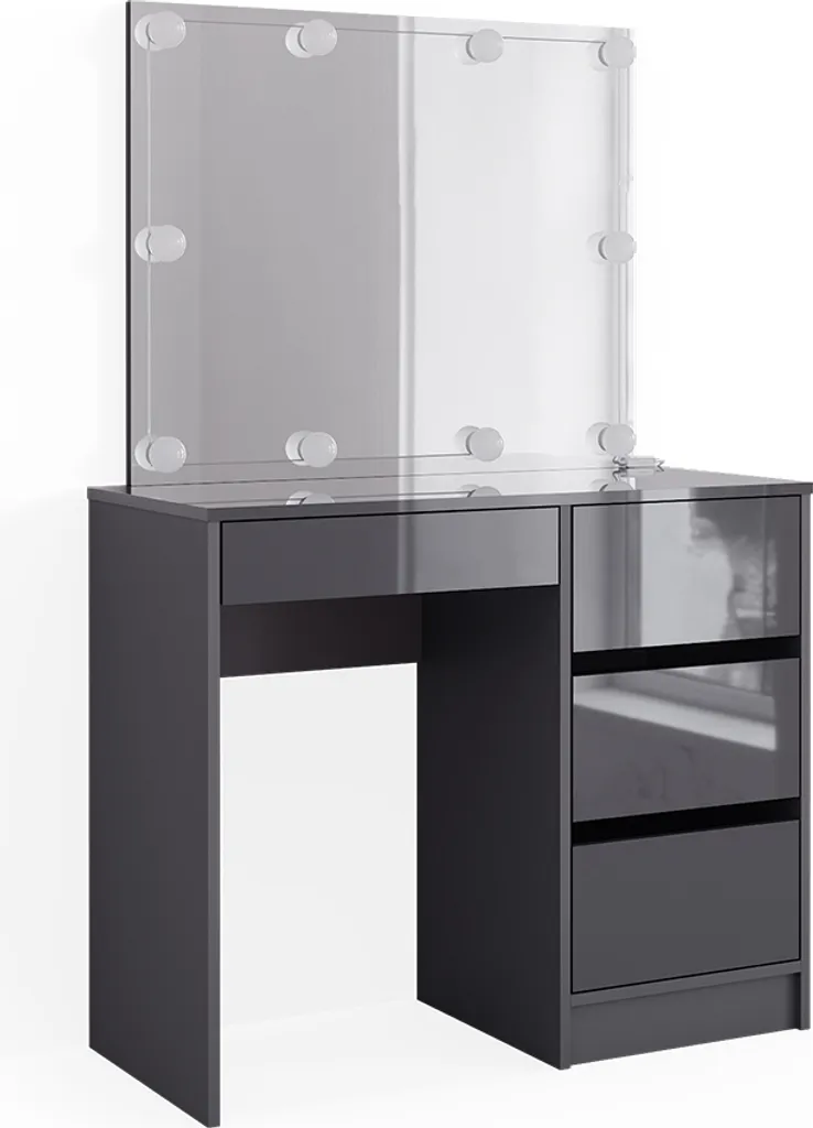 Table de maquillage anthracite avec miroir LED 90cm Vicco Sherry chic