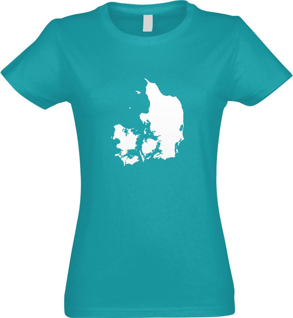 Kiwistar - T-Shirt tailliert - Damen - türkis - Dänemark - Dänisch Umriss - mit Motiv Bedruckt - Funshirt Design - Sport - Freizeit - Damen - S