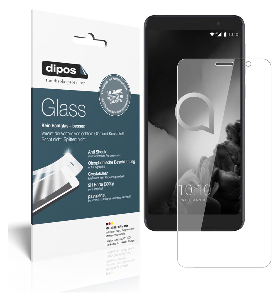 2x Schutzfolie für Alcatel 1x (2019) - Anti-Shock 9H Folie dipos Glass