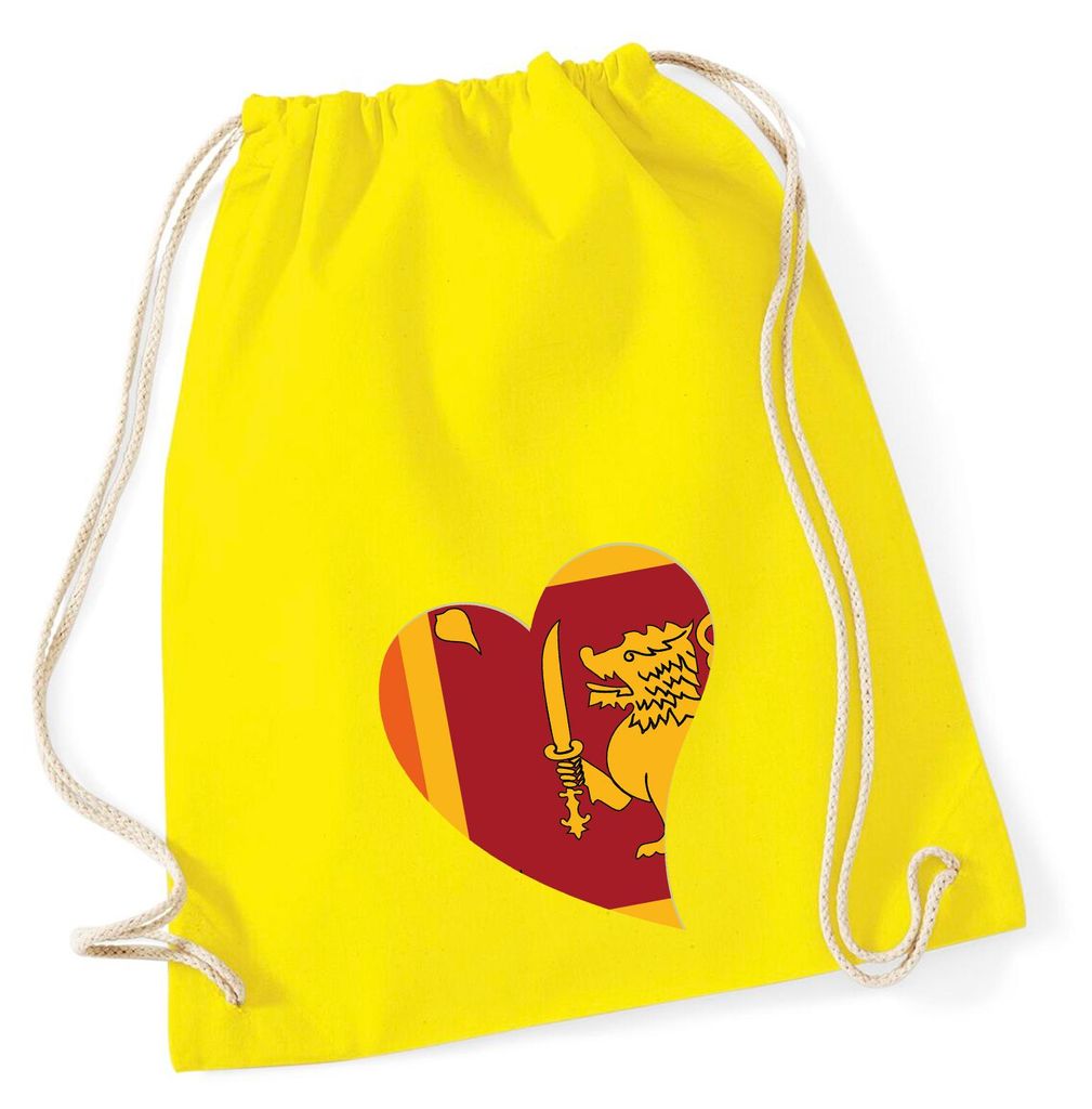 Huuraa Turnbeutel Sri Lanka Flagge Herz 12 Liter Yellow Baumwolle Rucksack Geschenkidee