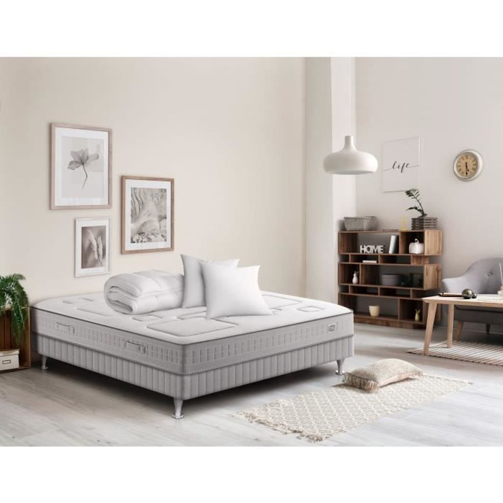 SIMMONS SW3 Komplettpaket Matratze 160 x 200 cm + Lattenrost + Bettdecke 240 x 260 cm + 2 Kissen - Taschenfederkern - 25 cm