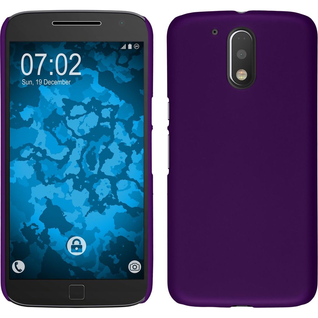 PhoneNatic Case kompatibel mit Motorola Moto G4 Plus - Hülle lila gummiert Hard-case + 2 Schutzfolien