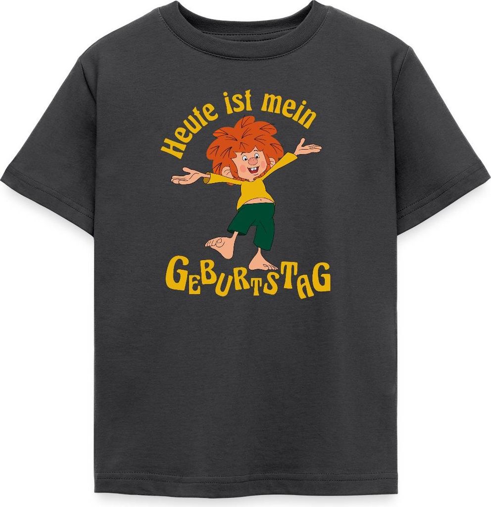 Spreadshirt Pumuckl Mit Spruch Heute ist Mein Geburtstag Kinder T-Shirt, 122/128 (7-8 Jahre), Dunkelgrau