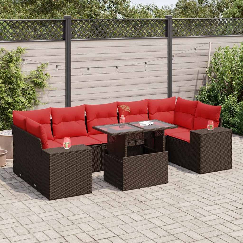 Maison Exclusive - 8-tlg. Garten-Sofagarnitur mit Kissen Braun Poly Rattan Akazie