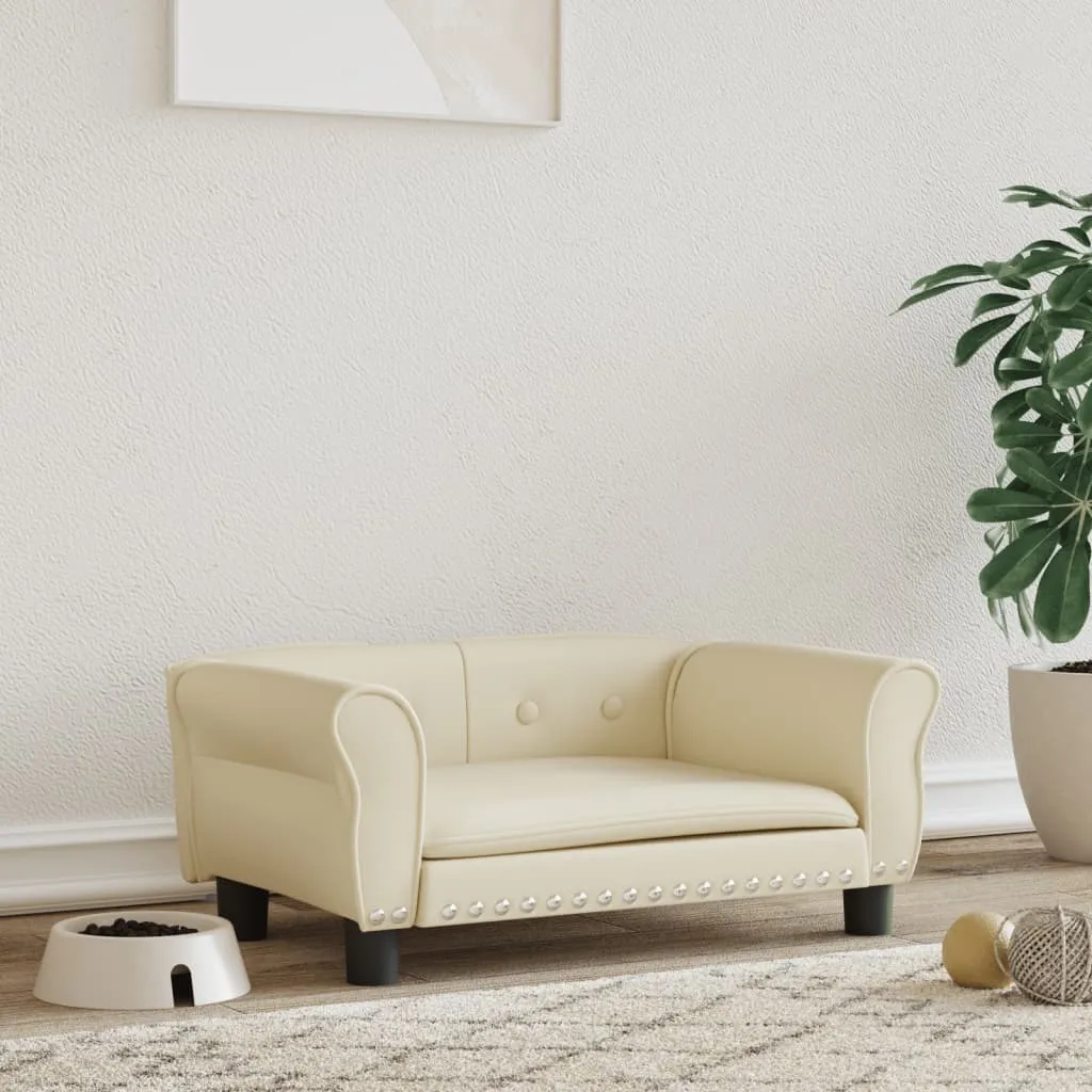 Cuccia Divano per Cani 70x45x30 cm in Similpelle Crema - Design Top