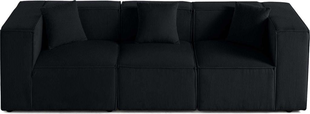 Lisa Design Arty - 3-Sitzer modulares Sofa - Cord , Schwarz