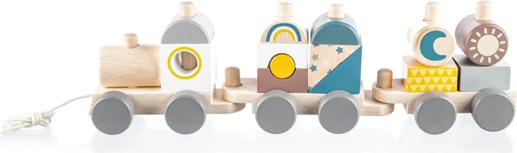 ZOPA Train en Bois pour Enfant - Jeu de Construction et Imagination