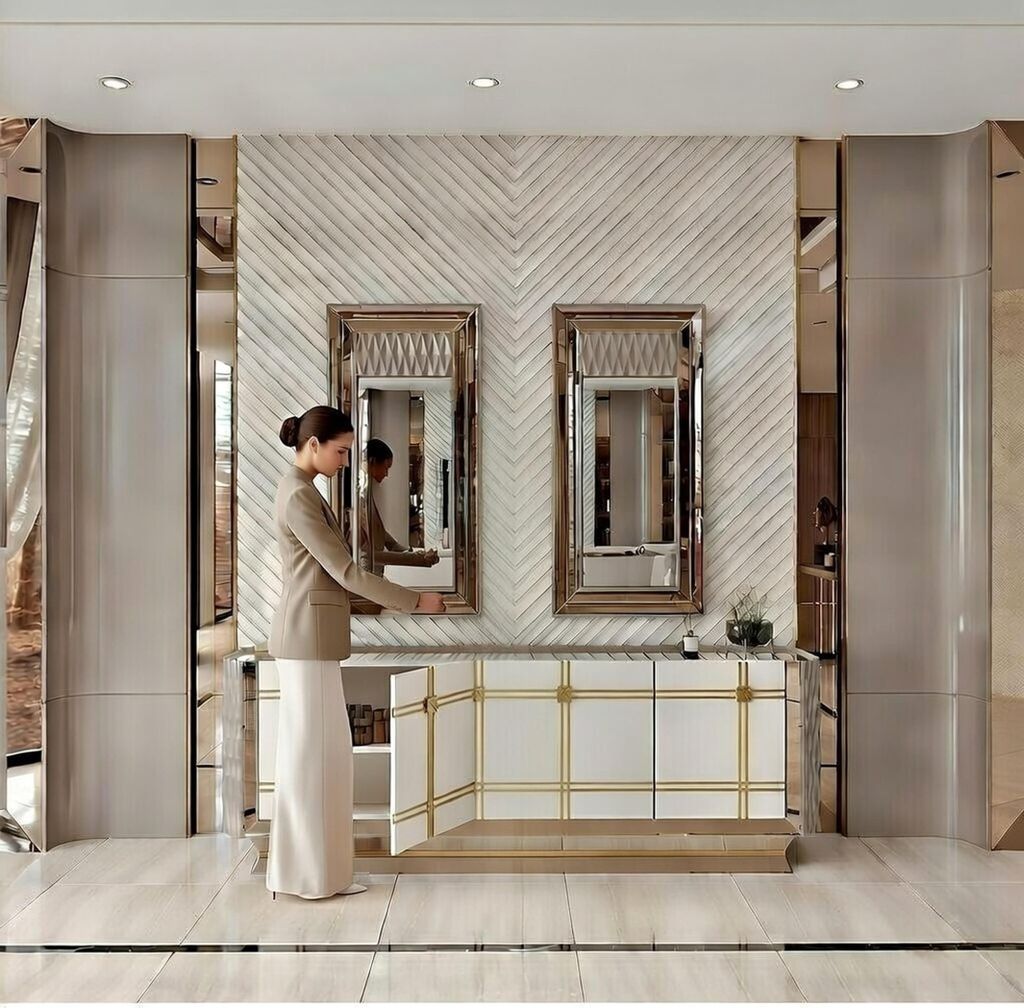 Konsole mit Spiegel in Weiß und Gold für s Zuhause