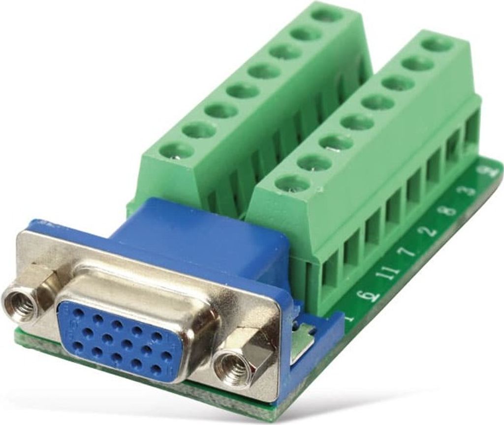 Sub-D Adapter, 15-polig, Kupplung, 3-reihig / Schraubklemmen