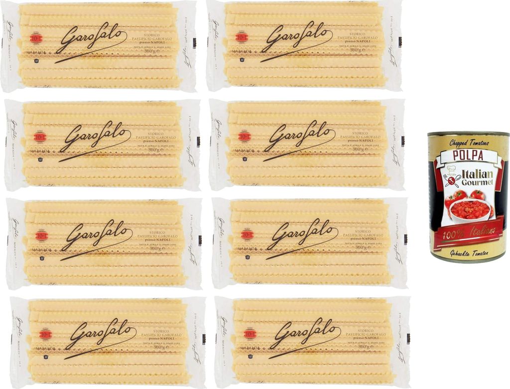 Garofalo Mafalde N° 10-1 Nudeln aus Hartweizengrieß Gragnano IGP 8x500gr+ Italian Gourmet polpa 400g