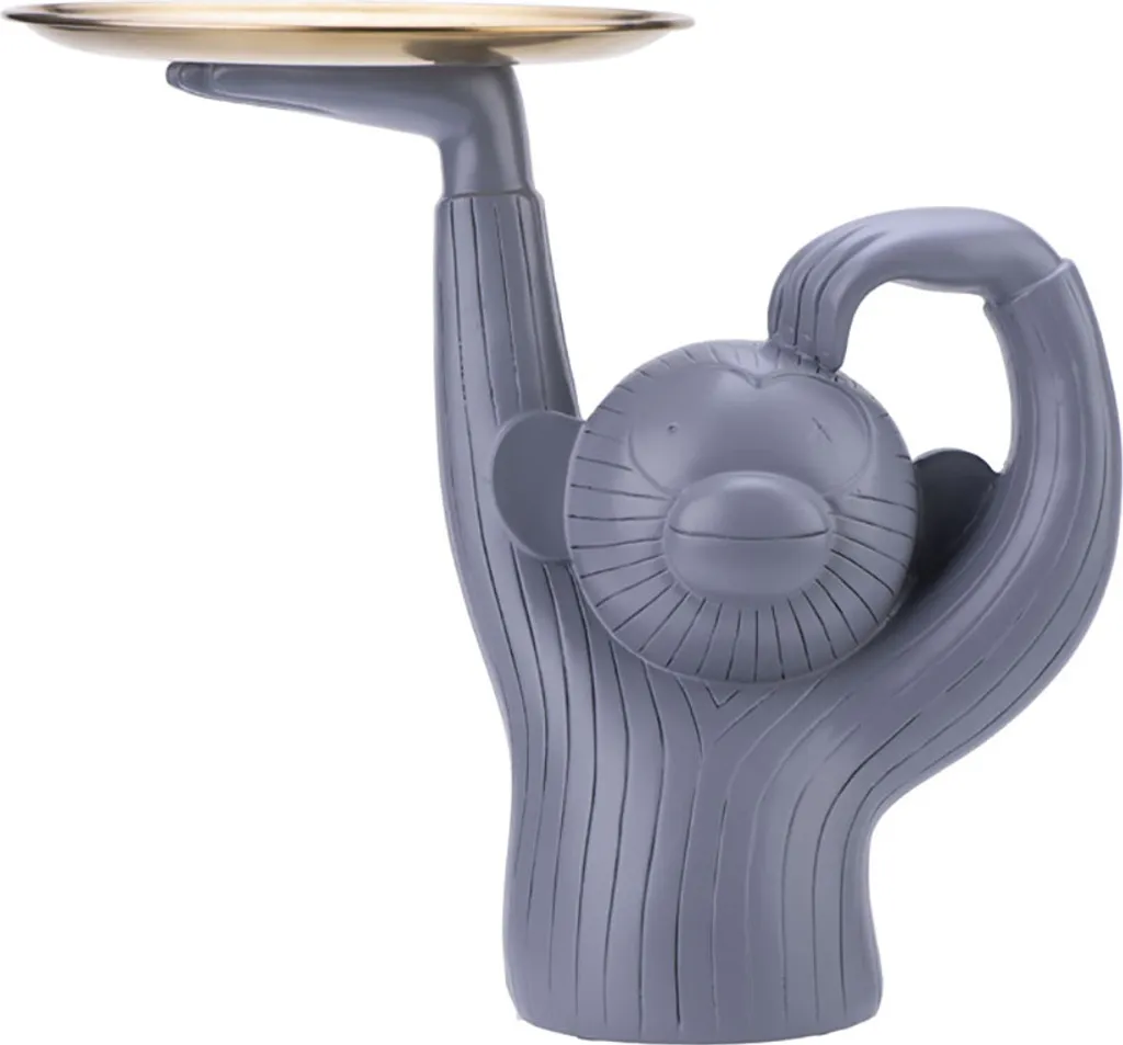 TechKidz Scimmia Grigia in Resina con Vassoio - Arredo Interni Chic