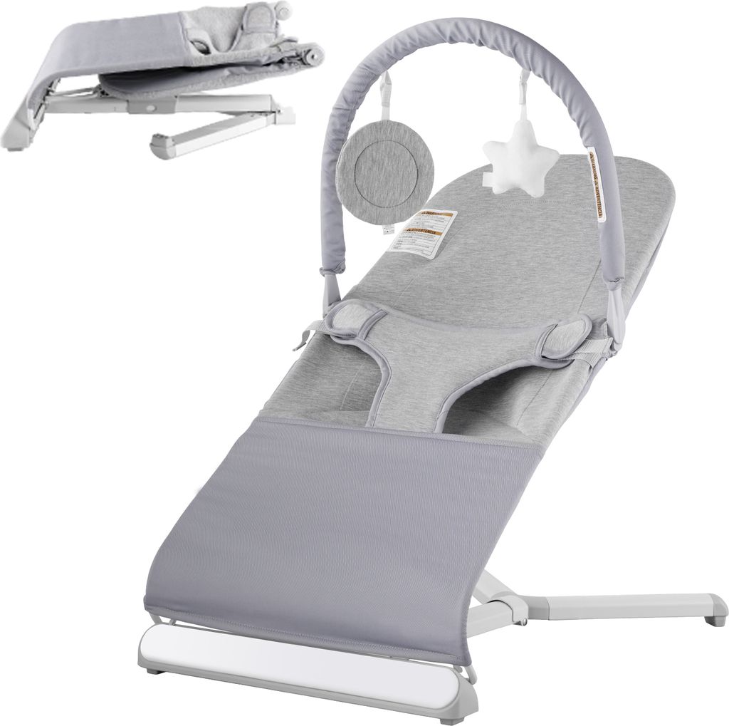 VEVOR Babywippe, klappbarer Wippensitz für Babys von 0–9 Monaten, Wippenstuhl für Neugeborene mit 2 Liegewinkeln und drehbarer Spielzeugstange,...