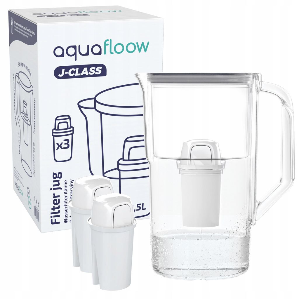 Carafe filtrante AquaFloow 2,5 l gris + 3 cartouches Image du produit 