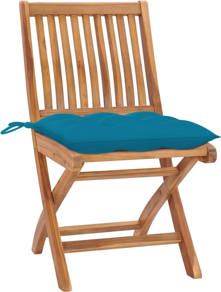 vidaXL Klappbare Gartenstühle mit Kissen 4 Stk. Massivholz Teak
