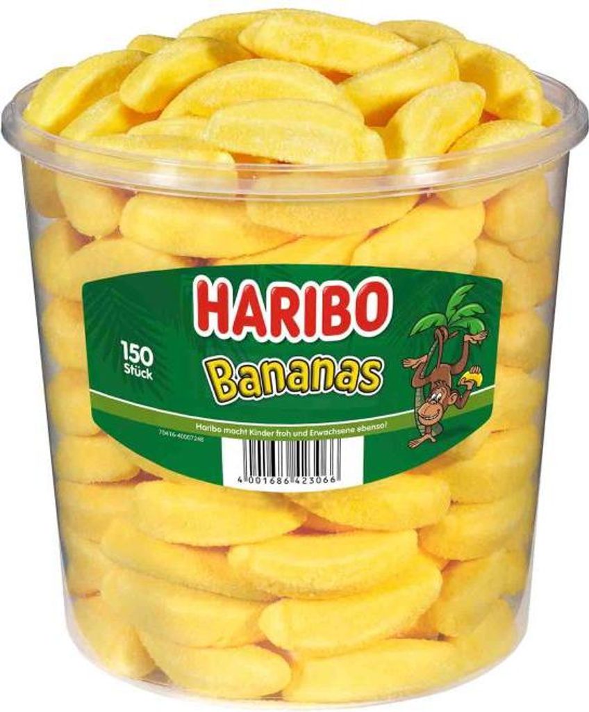Haribo Bananas, Twarda gumowaty, 1,05 kg, Bananowe, Żółty, Zdjęcie produktu 