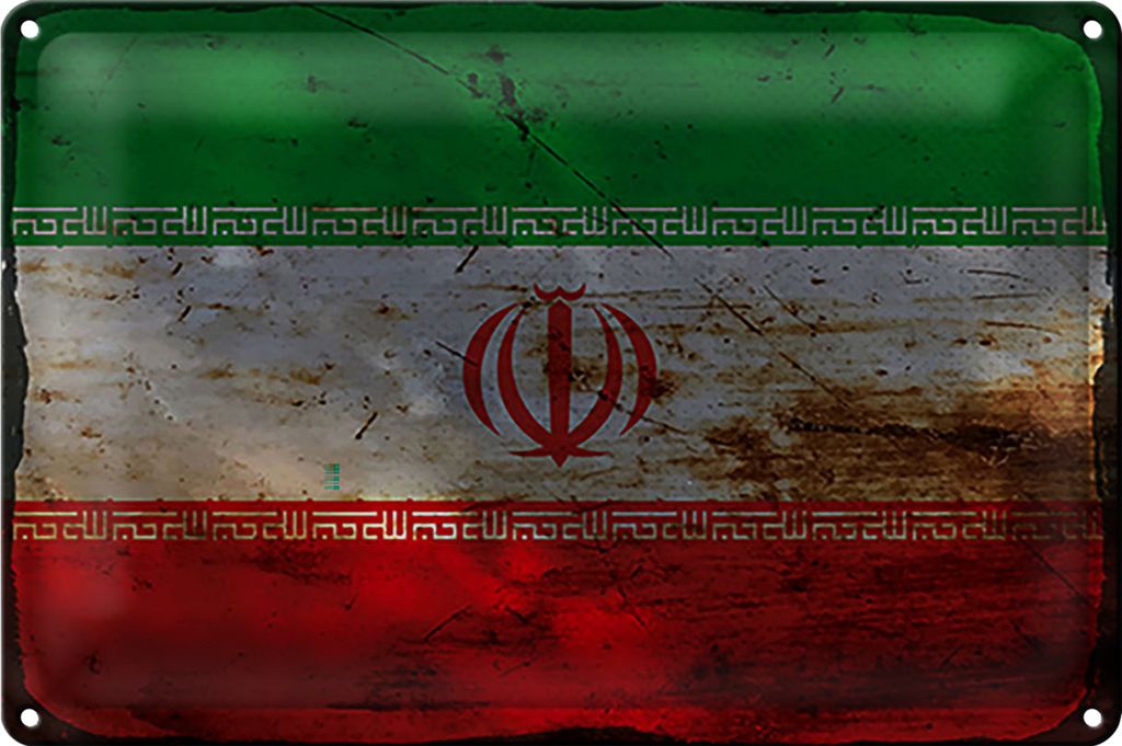 Blechschild Flagge Iran 18x12cm Flag of iran Rost