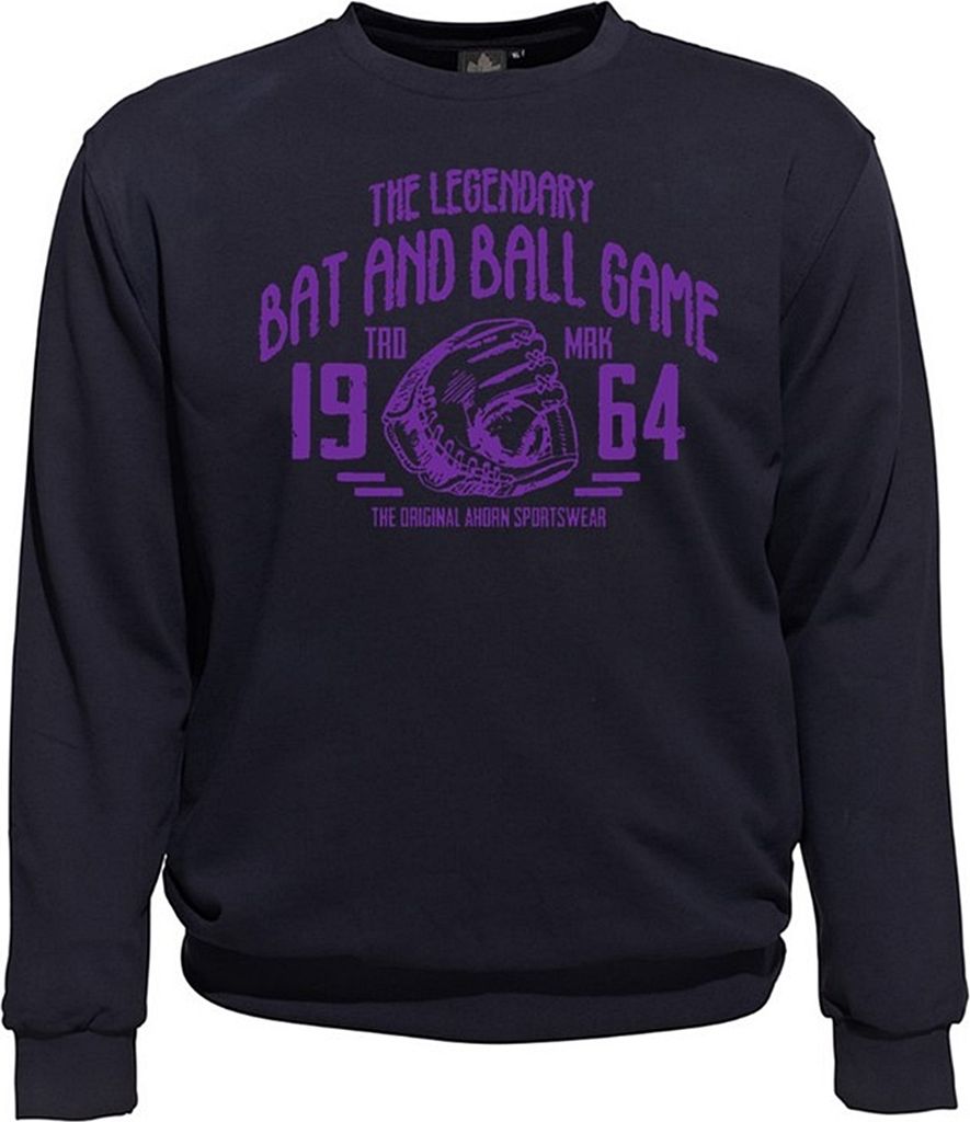 Übergrößen Sweatshirt AHORN SPORTSWEAR Legandary Ball Game lila Navy 10XL