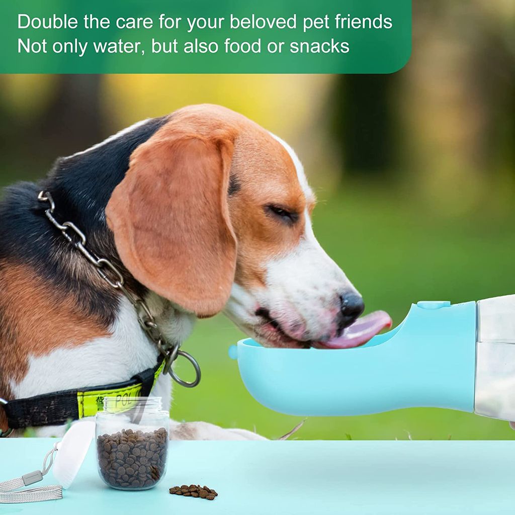 PETKIT Hundetrinkflasche 2-in-1 - 350ml BPA-frei Mit Futterbehälter Für Unterwegs