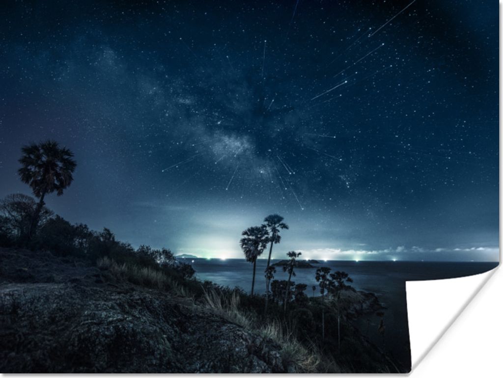 MuchoWow Poster Sternenhimmel - Meer - Tropisch - Jungen - Mädchen - Kinder 120x90 cm - Wandbild