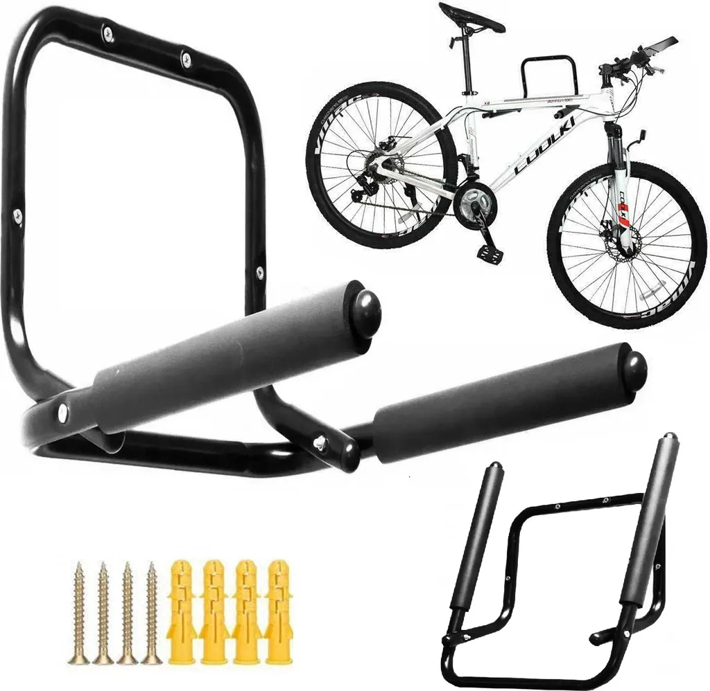 Accroche vélo murale pliable en acier robuste - Charge max 30kg noir