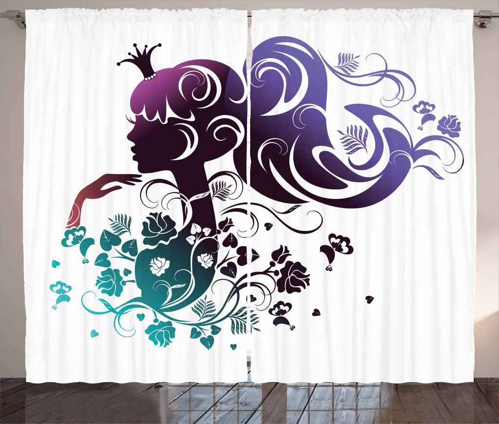 ABAKUHAUS Tenda rustica Princess, ritratto astratto, tende universali per soggiorno con passanti e ganci, 280 x 245 cm, multicolore