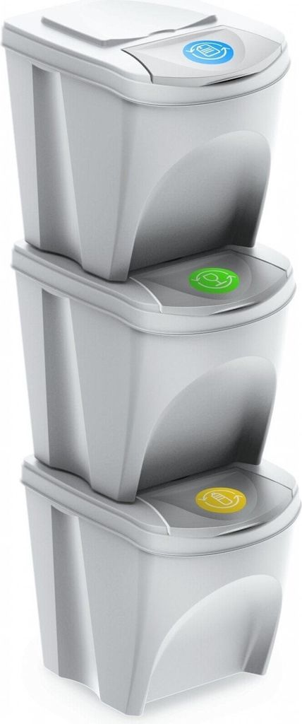 Prosperplast Recyclingbehälter 75l 3 Einheiten Weiß  Weiß Produktbild 1