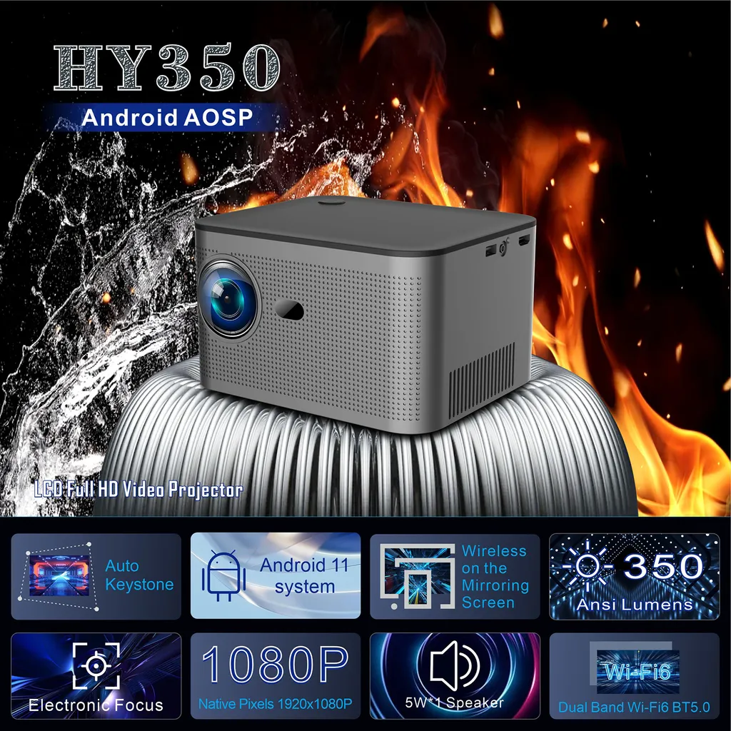 Projecteur HD HY350 Android 11.0 : Finis les petits écrans Image 4K AV1 - 4