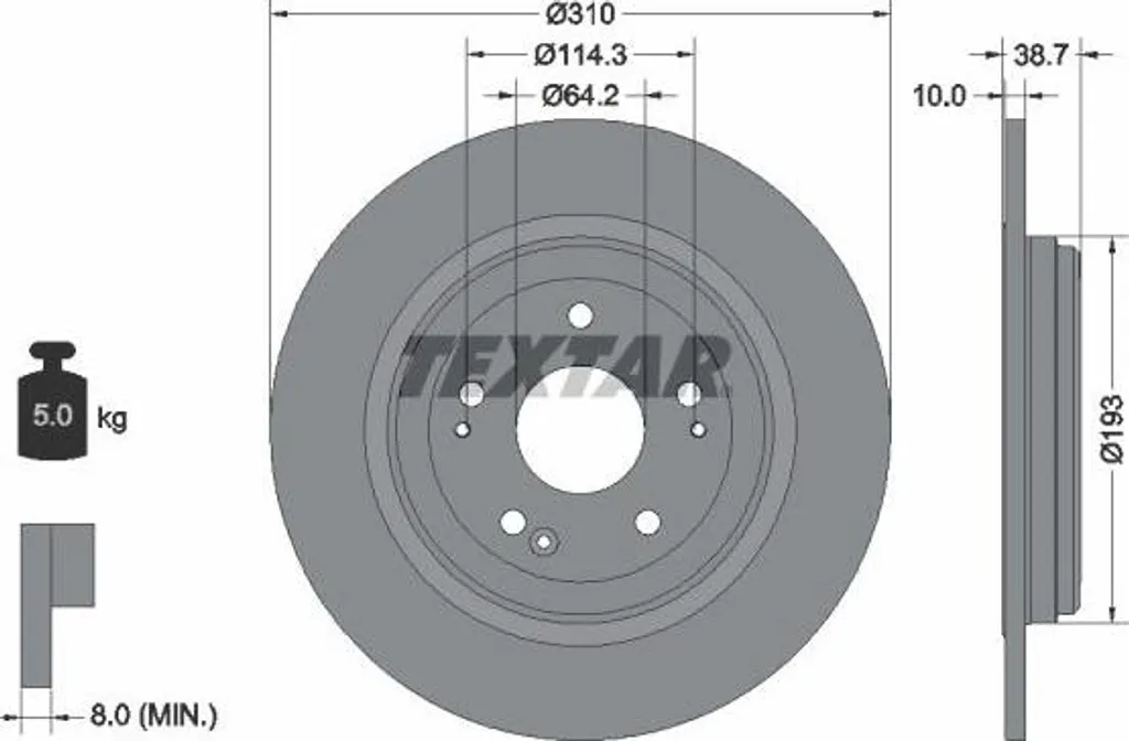 Disque de frein pour Honda CRV remorquage et trajets montagneux TEXTAR