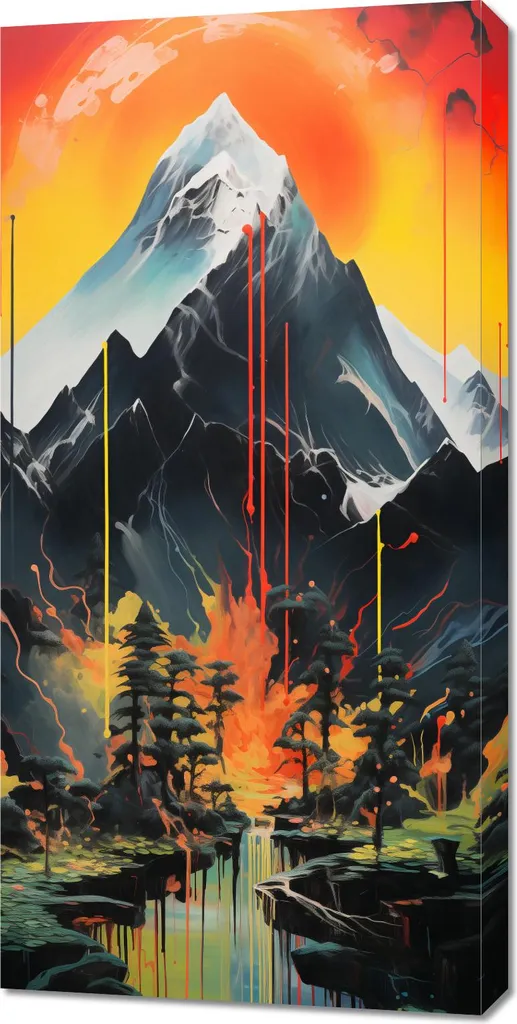 Décoration Murale Montagne : Tableau Alchimie 50x100 cm Style Moderne