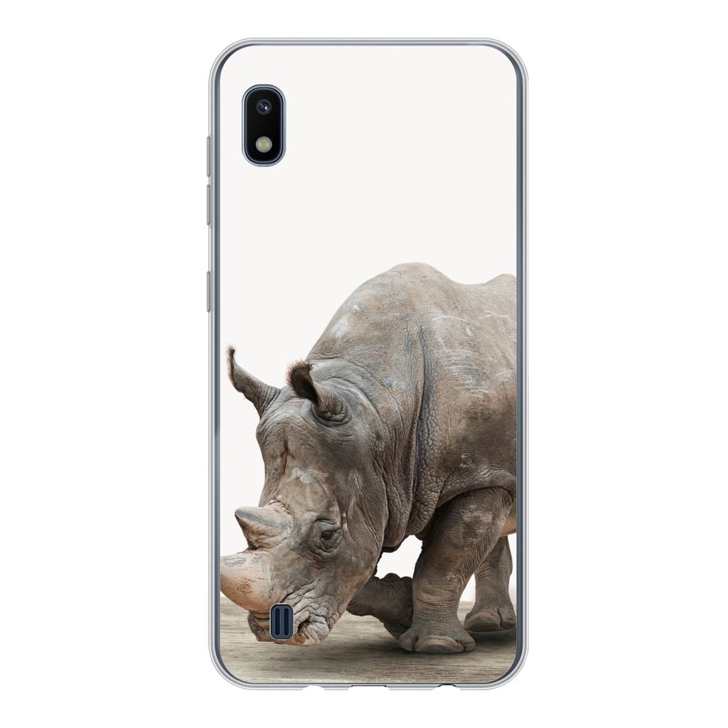 MuchoWow Handyhülle Schutzhülle Hülle für Samsung Galaxy A10 Nashorn - Jungen - Wildtiere - Kinder - Mädchen - Tiere Silikon Softcase Handy ...