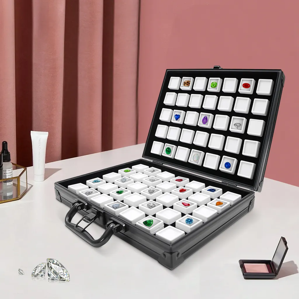 Grand présentoir bijoux portable 70 compartiments avec couvercle rigide - 4