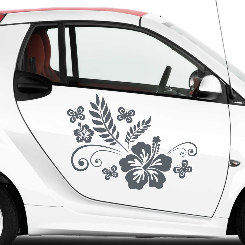 Aufkleber - Autoaufkleber-Set Rankelement LUNA, 2 Stk. je 80cm x 60cm anthrazit - Tuning Carystyling Heckscheibe Auto