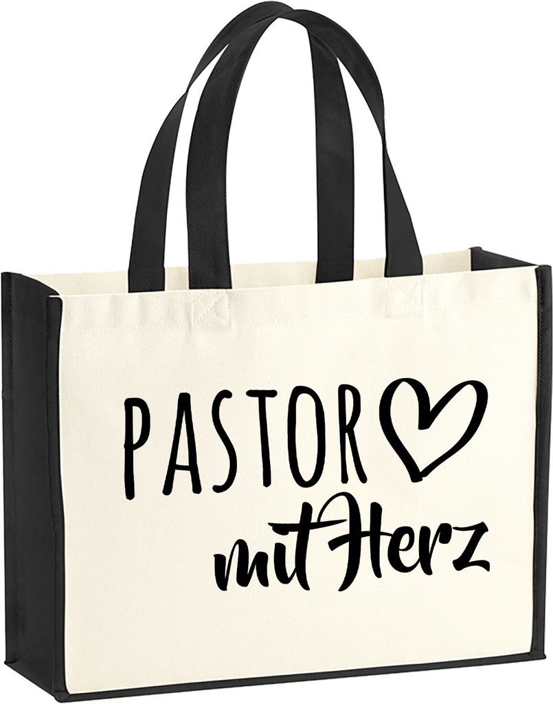 Huuraa Jutetasche Pastor mit Herz 21 Liter Black Jute und Produktbild 