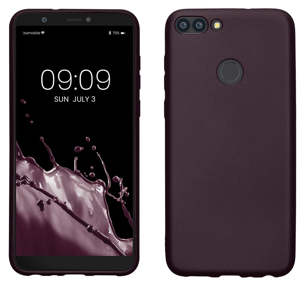 kwmobile Handyhülle für Huawei Enjoy 7S / P Smart (2017) Hülle - Silikon Case metallisch schimmernd - Schutzhülle Cover - Metallic Brombeere