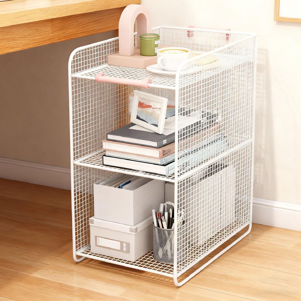 Lagerung Regal Metall Heavy Duty Rack Seite Regal Tisch Ende Regal Halter für Housheold Schlafzimmer Weiß