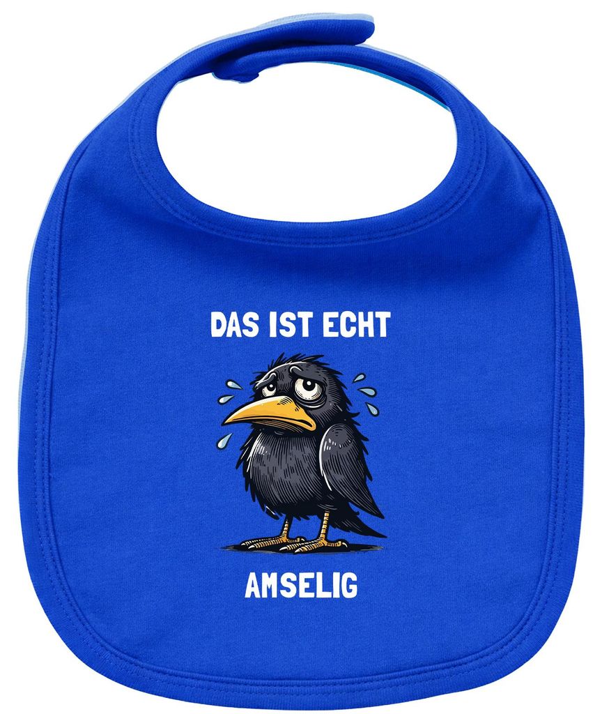 Huuraa Baby Lätzchen Das ist echt Amselig Amsel Meme Royal Blue Klettverschluss Baumwolle Latz Geschenkidee