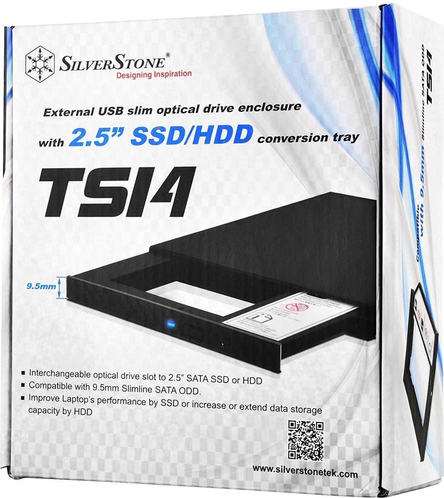 SilverStone SST-TS14B Externes Aluminium-Festplatten-Gehäuse für 9,5 mm