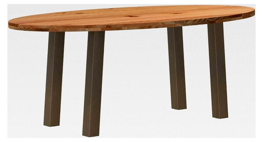 Esstisch Hellbraun 200x100x74 cm Massivholz Eiche Oval