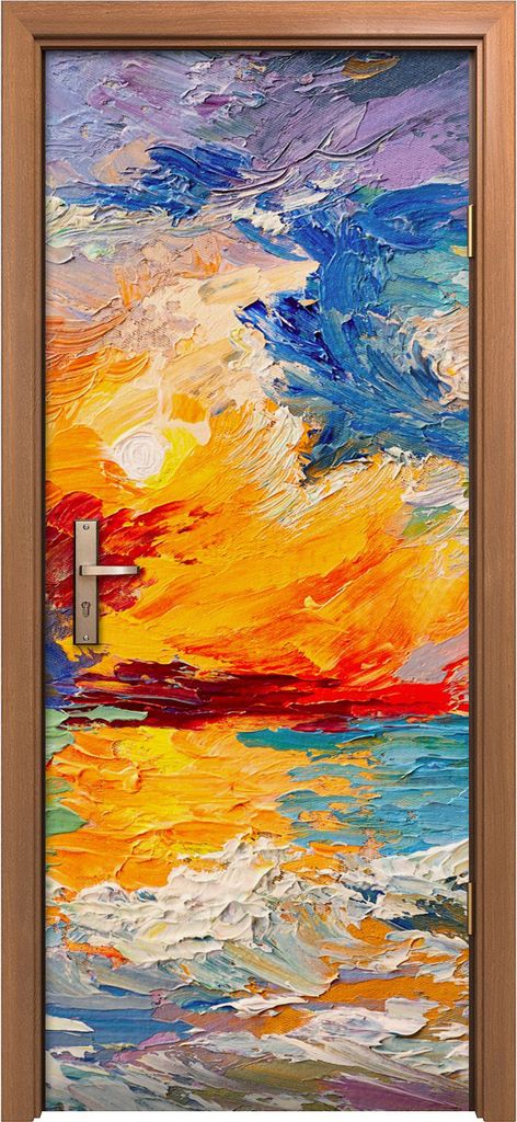 Türposter 80x200 cm Türaufkleber Türtapete Türfolie Klebefolie Malerei Meeres bunte Sonnenuntergang