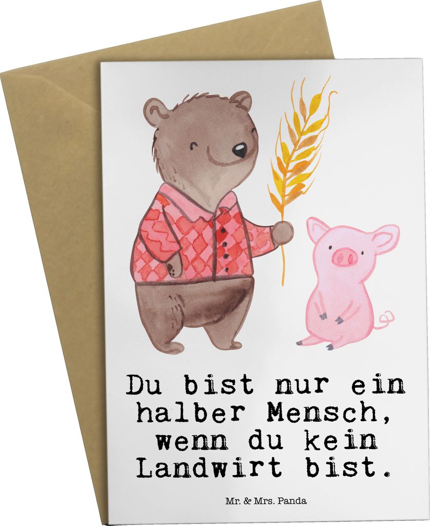 Mr. & Mrs. Panda Grußkarte Landwirt Herz - Weiß - Geschenk, Bauernhof, neujahrskarte, Farmer, hochzeitskarten, osterkarten, Lustig, Spruch, einla...