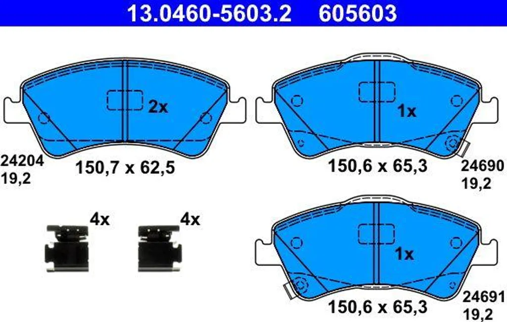 ATE 13.0460-5603.2 Jeu de Plaquettes de Frein à Disque pour Auris
