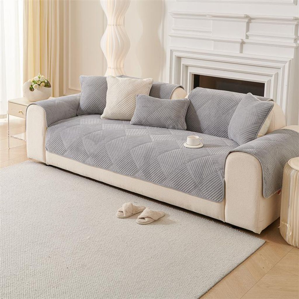 Rutschfeste verdickte Sofabezug,90x210cm Couchbezug,4 Sitzer,Dicke Sofa ,Antirutsch Sofahusse,Möbelschutz,hellgrau Sofa-Matte.