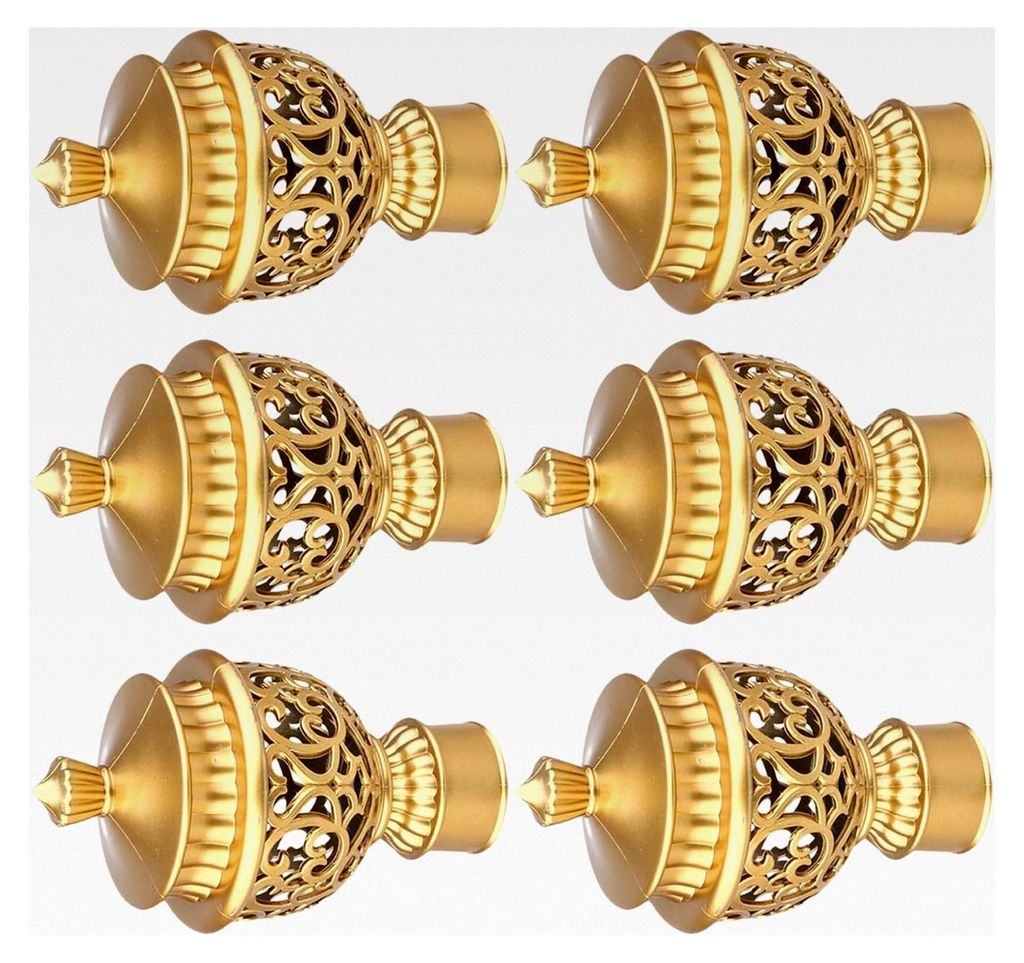6 Stück Dekorative Endkappen für Gardinenstangen im Retro-Stil aus Kunststoff in Goldfarbe