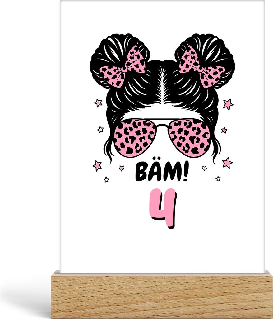 Bäm 4 Geburtstag Acrylaufsteller Mädchen Geschenk Kindergeburtstag Party Dekoration originelle Geschenkidee